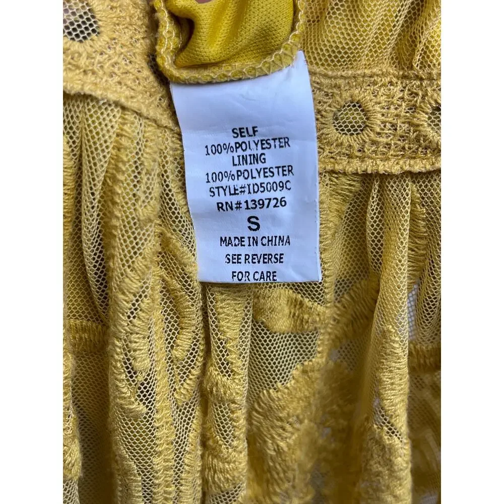 Wild Honey Mustard Yellow Lace Sheer Maxi Romper Size S - Picture 12 of 15